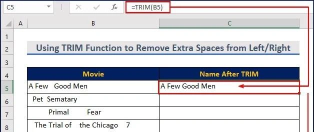 TRIM funksiyası